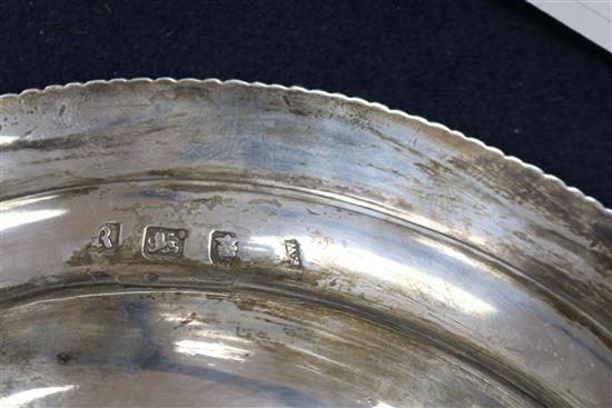 A George III gadrooned silver dish, London 1772 500 grams